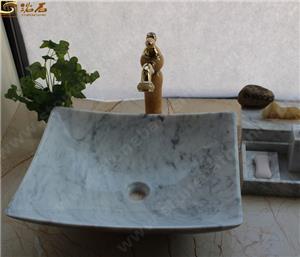 Lavabo de baño de mármol blanco de Carrara