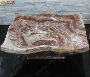 Évier d'art en onyx rouge