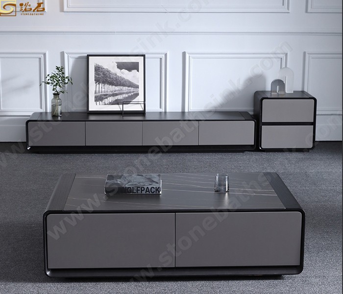 Wholesale Gold Metal Stainless Steel Leg Marble Sintered Stone Coffee Table