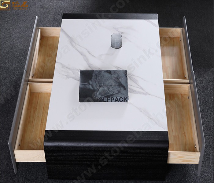 Wholesale Gold Metal Stainless Steel Leg Marble Sintered Stone Coffee Table