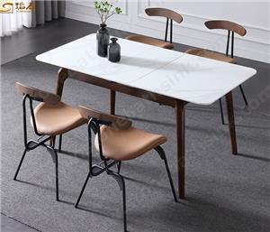 Venta directa de fábrica Juegos de comedor de estilo italiano 1 Mesa 6 Silla Mesa de comedor de encimera de piedra sinterizada