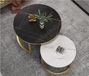 Venta caliente de piedra sinterizada mesa de centro redonda mesa de centro blanca juegos de mesa auxiliar