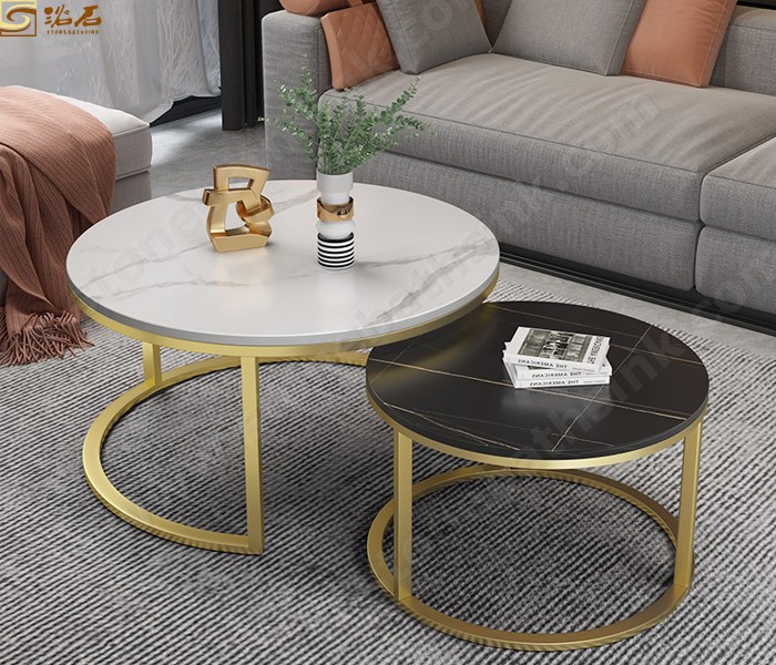 Hot Sale Sintered Stone Top Coffee Table Round White Coffee Table Side Table Sets
