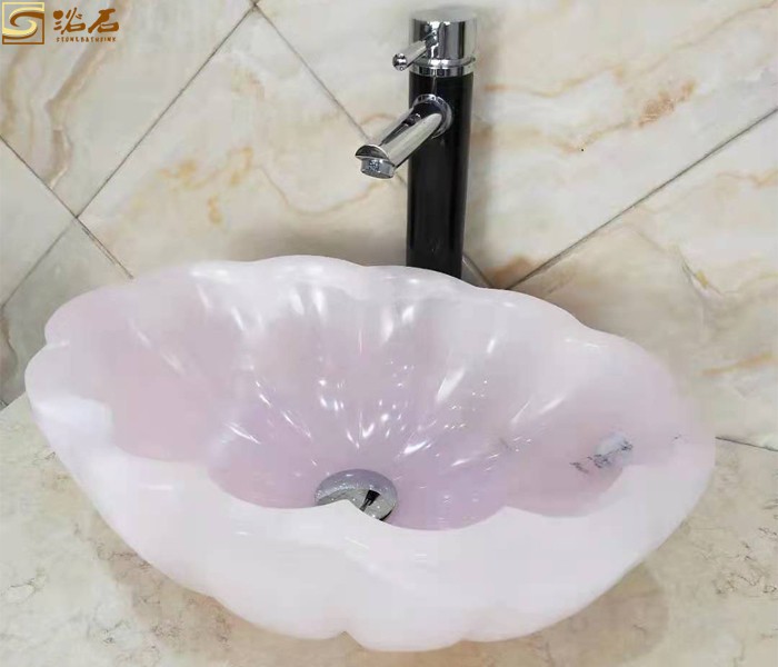 Pink Onyx Lotus Art Sink