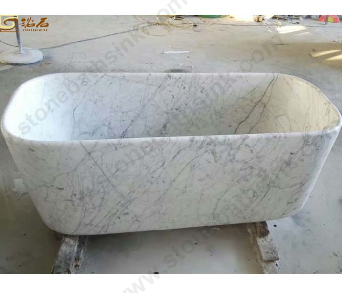Italien Carrara Badewanne aus weißem Marmor, rechteckige Badewanne