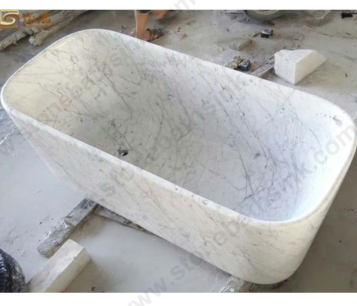 Italy Carrara White Marble Bathtub Rectangular Tub