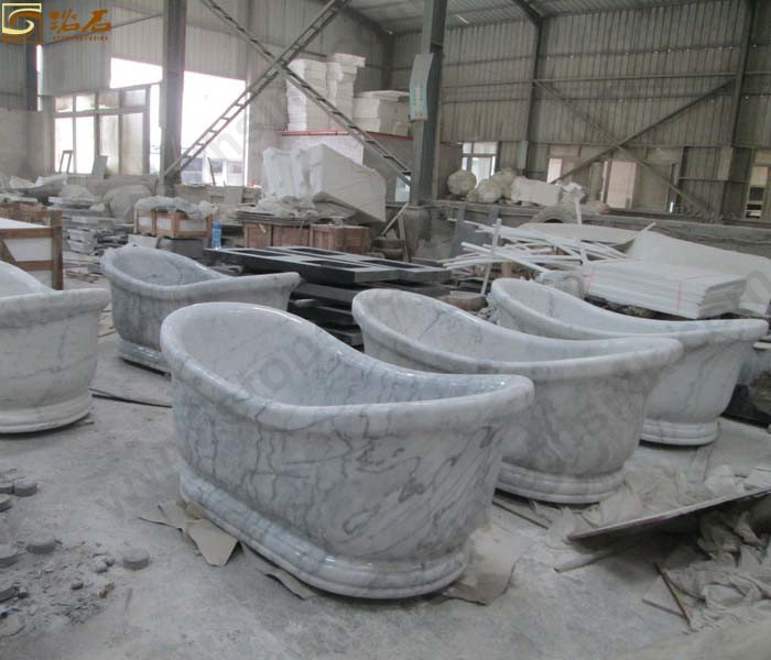 China Guangxi White Marble Bathroom Bathtub
