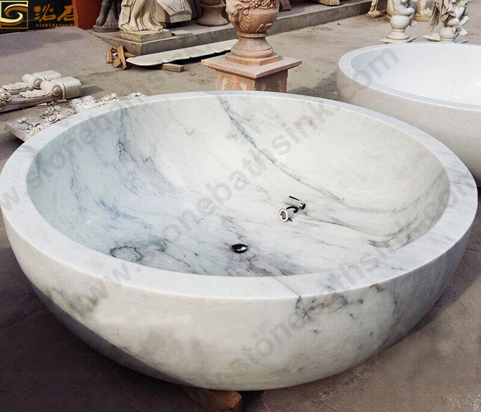 Bianco Carrara White Marble Round Big Bathtub