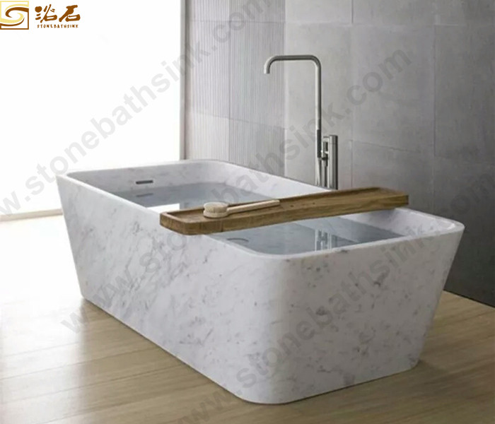 Bianco Carrara White Marble Rectangle Bathtub