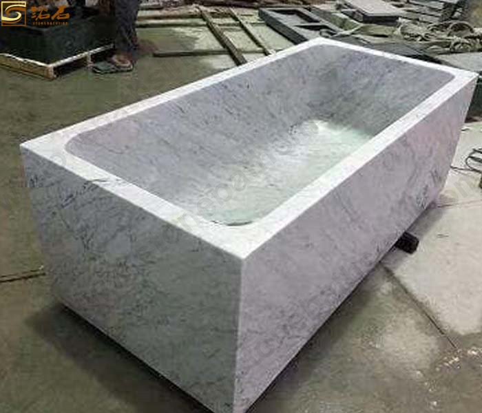 Italy Carrara White Marble Rectangle Bathtub
