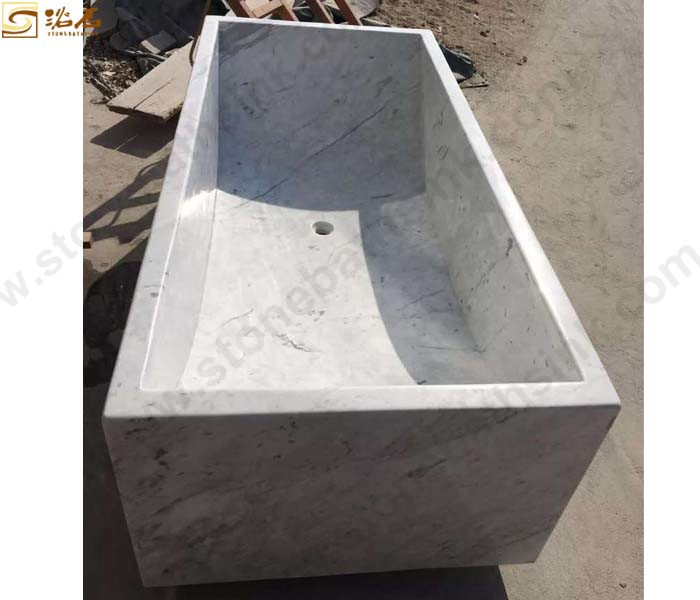 Italy Carrara White Marble Rectangle Bathtub