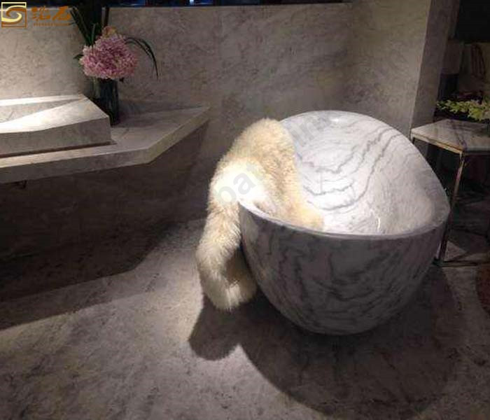 סין גואנגשי אמבטיה סגלגלה משיש לבן