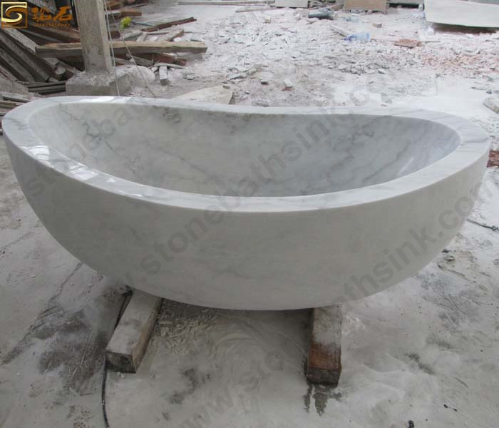 China Guangxi White Marble Bathroom Oval Bathutb