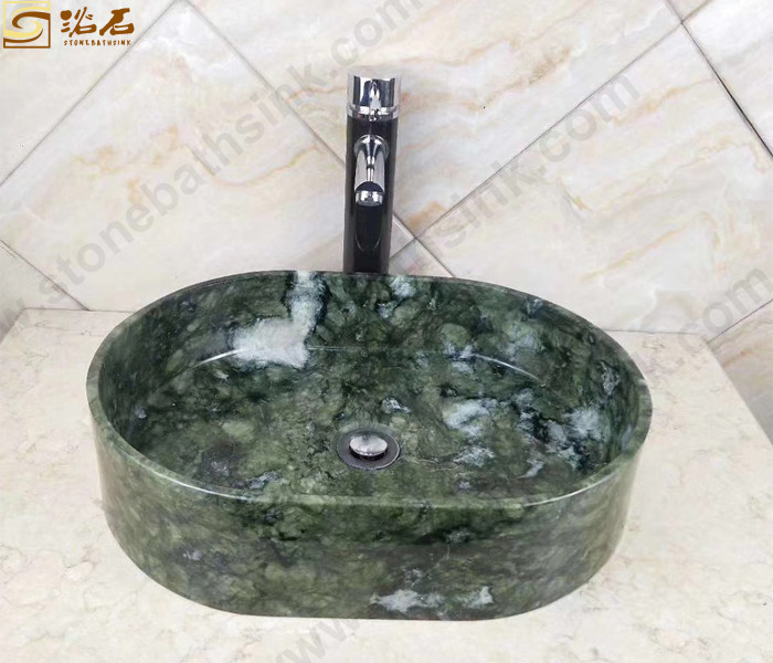 Dandong Green Marble Oval Washbasin