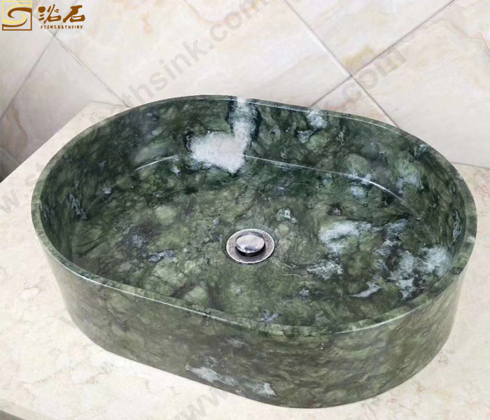 China Dandong Green Marble Oval Washbasin