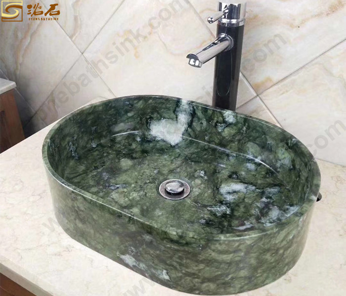 China Dandong Green Marble Oval Washbasin