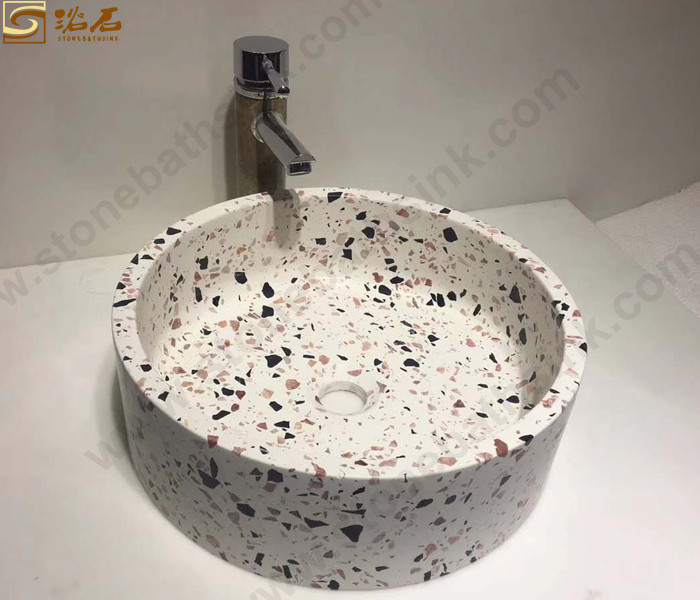White Terrazzo Stone Vessel Sink