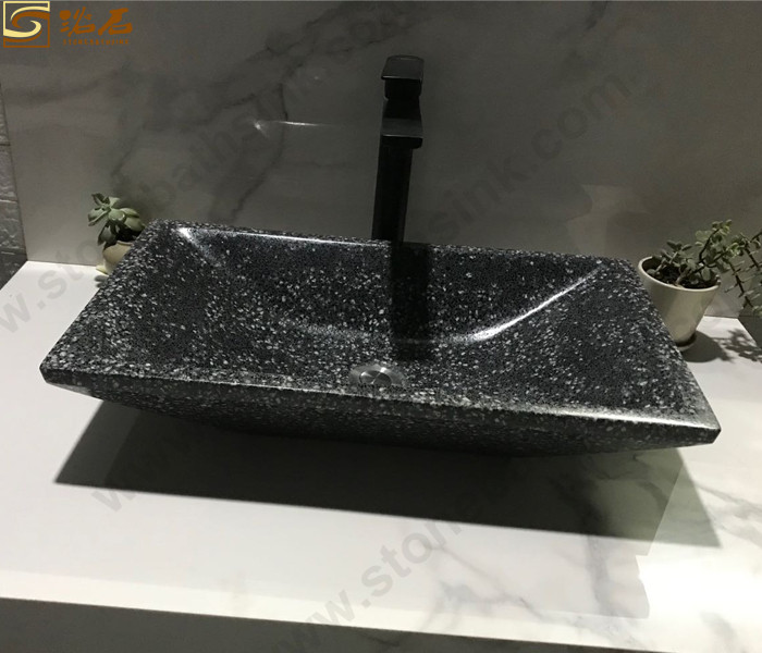 Black Terrazzo Stone Marble Washbasin