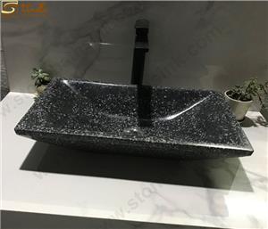 Lavabo de mármol de piedra de terrazo negro