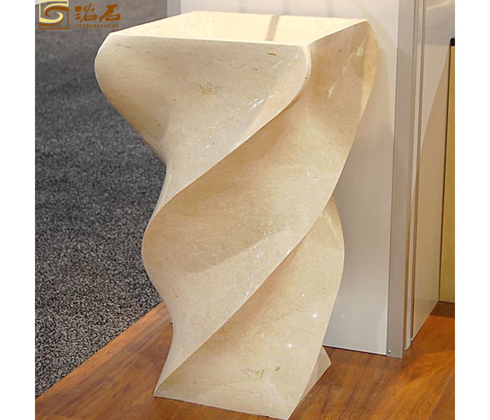 Galala Beige Marble Pedestal Sink Free Standing Washbasin