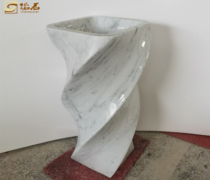 Galala Beige Marble Pedestal Sink Free Standing Washbasin