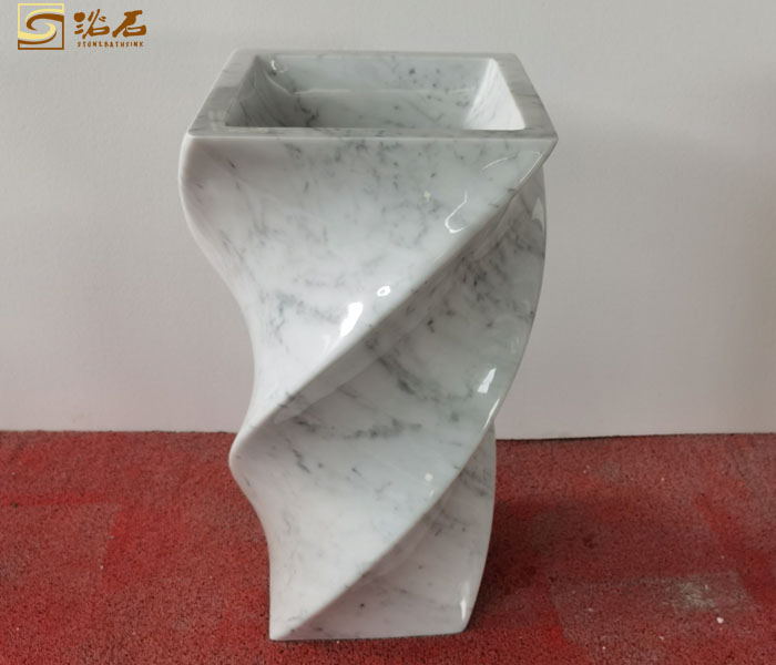 Beige Marble Pedestal Sink