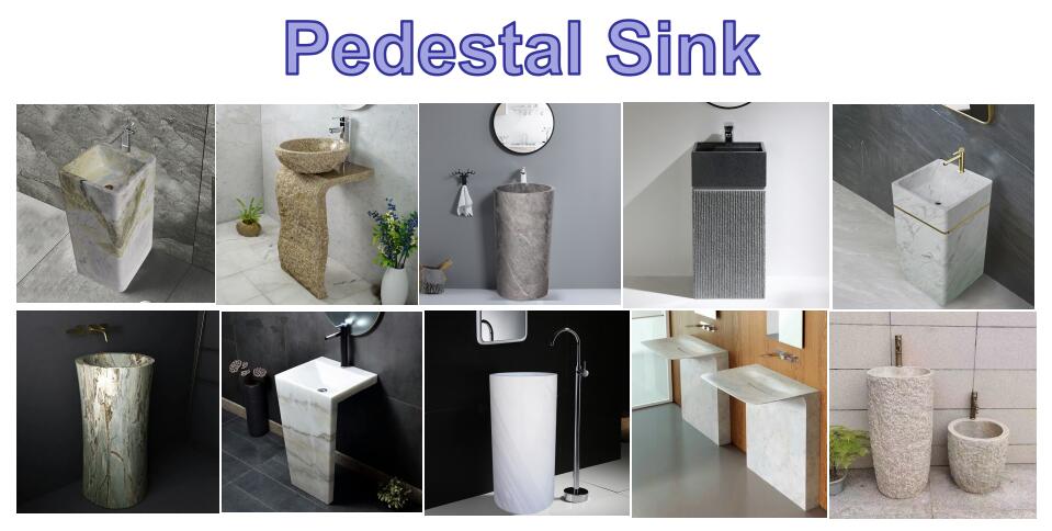 Black Marble Cylinder Pedestal Sink