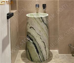 Fregadero de mármol verde Fregadero de pedestal de mármol verde Sangarila