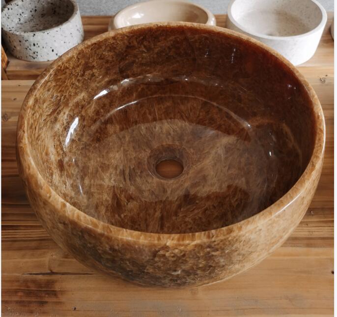 Brown Onyx Washbasin 100% natural stone onyx bath vessel sink