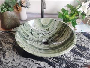 Lavabos de salle de bains à lavabo rond en marbre vert Sangarila