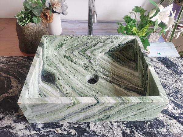 Sangarila Green Marble Stone Rectangular Sink