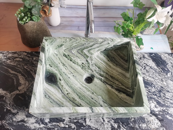 Sangarila Green Marble Stone Rectangular Sink