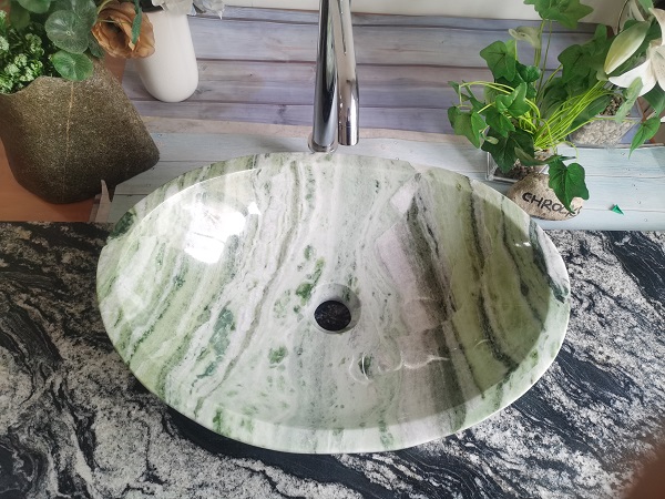 Китай Зеленый мраморный овальный умывальник для ванной комнаты, производитель