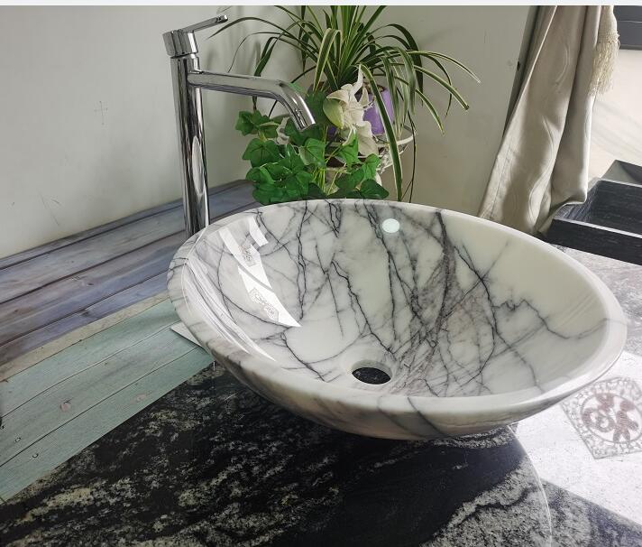 Китай Сиреневый белый мраморный камень, круглая раковина, раковина для ванной комнаты, производитель