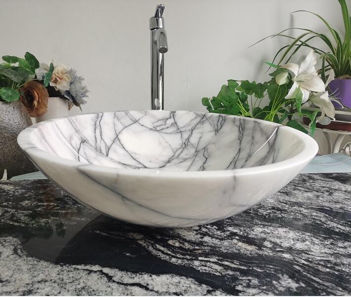Lilac White Marbel Stone Round Sink bathroom basin
