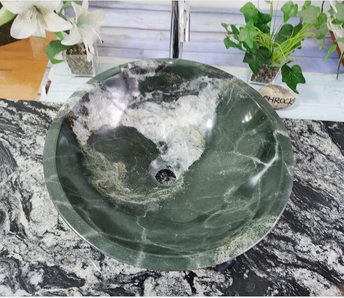 Pia de vaso de lavatório de banheiro de pedra de quartzito verde