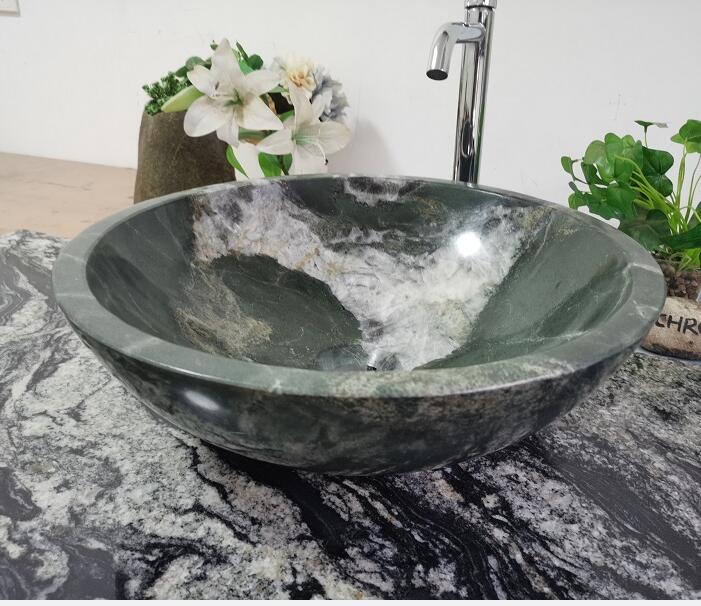 Green Quartzite Stone Bathroom Washbasin Vessel Sink
