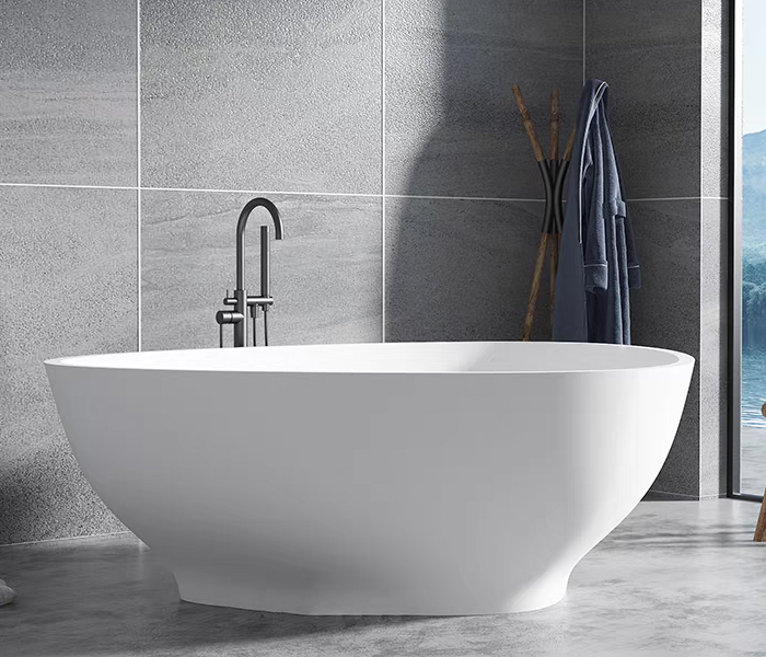 Vasca da bagno in pietra artificiale bianca CHR-SB-A9007