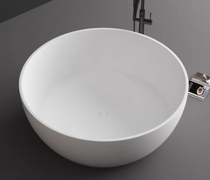 Белая однотонная отдельно стоящая ванна круглой формы ЧР-СБ-A9008