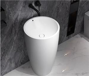 Fregadero de pedestal de superficie sólida en blanco brillante CHR-PS-A8002
