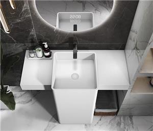Lavabo de pedestal de superficie sólida de diseño especial CHR-PS-A8006