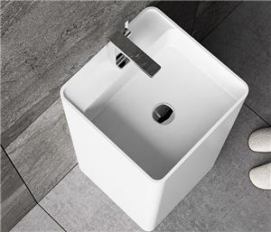 Lavabo de pedestal de superficie sólida de alta gama para hotel CHR-PS-A8009