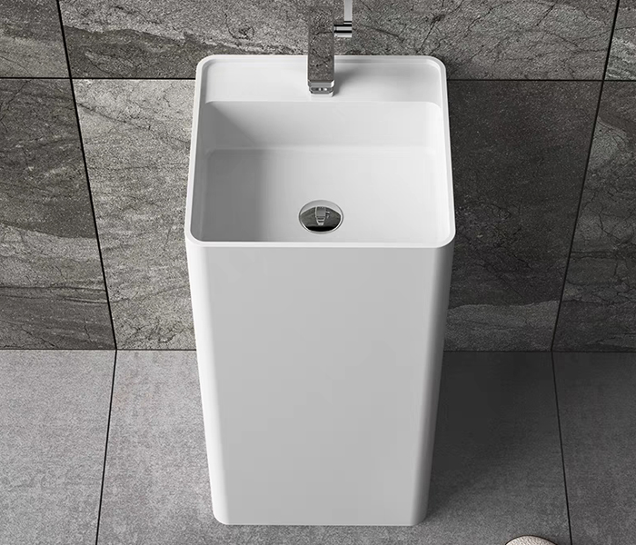 Hotel High End Solid Surface Pedestal Washbasin CHR-PS-A8009