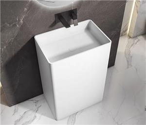Lavabo rectangular de pedestal de superficie sólida CHR-PS-A9010
