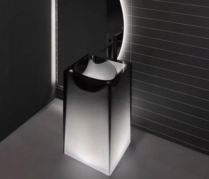 Arylic Free Standing Basin and Solid Pedestal Sink CHR-PS-A9013