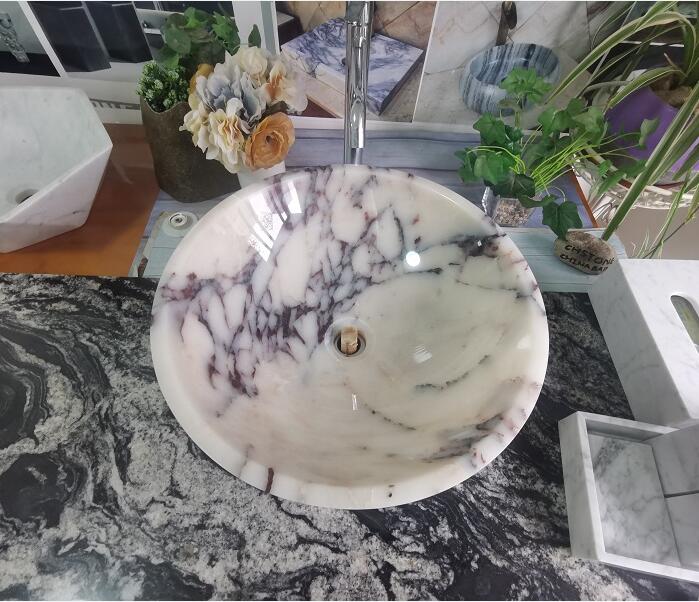 Китай Раковина из фиолетового мрамора Калакатта с круглым камнем, производитель