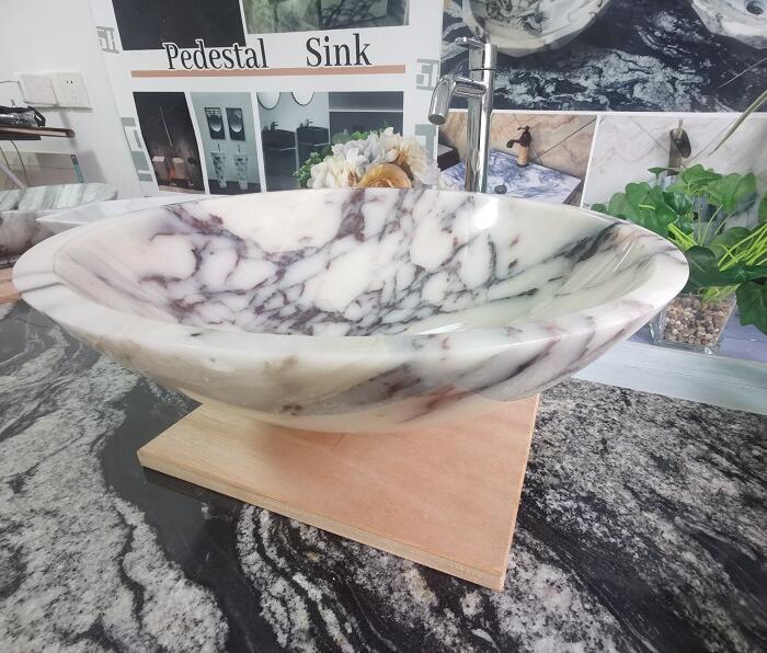 Calacatta Purple Marble Round Stone Sink