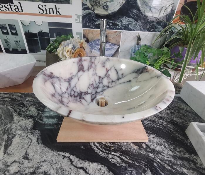 Calacatta Purple Marble Round Stone Sink