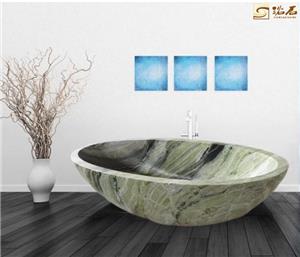 Baignoire ovale en marbre Ever Green pour salle de bain