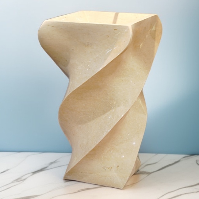 Galala Beige Marble Pedestal Sink Free Standing Washbasin